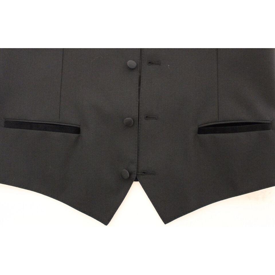 Dolce & Gabbana Black Wool Silk Stretch Dress Vest Blazer VES10060-1