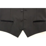 Dolce & Gabbana Black Wool Silk Stretch Dress Vest Blazer VES10060-1