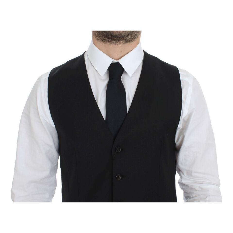 Dolce & Gabbana Black Wool Silk Stretch Dress Vest Blazer VES10060-1