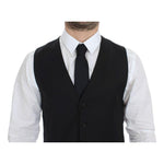 Dolce & Gabbana Black Wool Silk Stretch Dress Vest Blazer VES10060-1