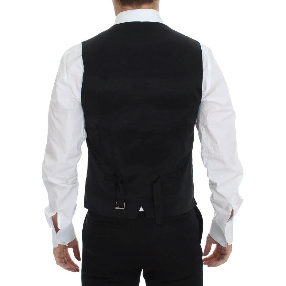 Dolce & Gabbana Black Wool Silk Stretch Dress Vest Blazer VES10060-1