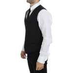 Dolce & Gabbana Black Wool Silk Stretch Dress Vest Blazer VES10060-1