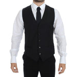 Dolce & Gabbana Black Wool Silk Stretch Dress Vest Blazer VES10060-1