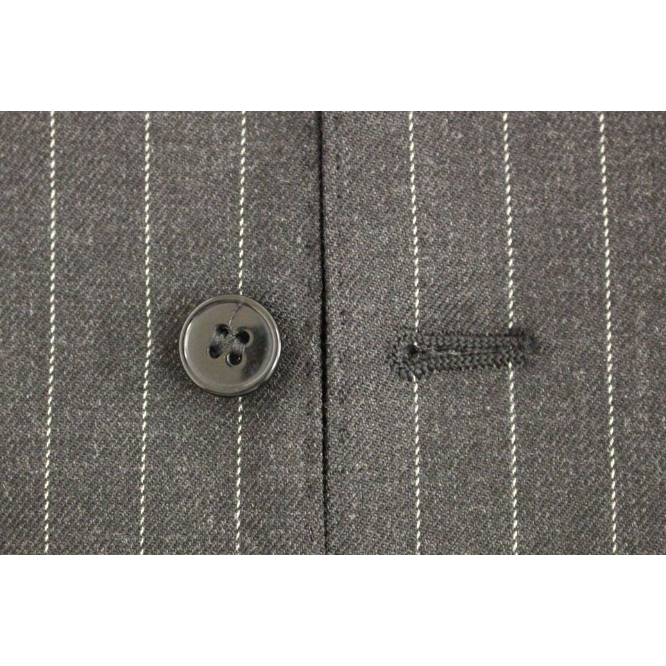 Dolce & Gabbana Gray Striped Wool Logo Vest Gilet Weste