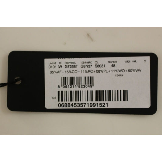 Dolce Gabbana gray wool vest product tag displaying fabric composition and size details