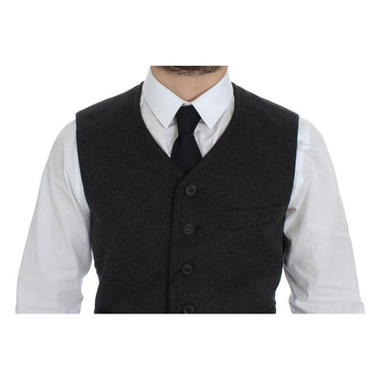 Dolce & Gabbana Gray Wool Blend Vest Gilet Weste