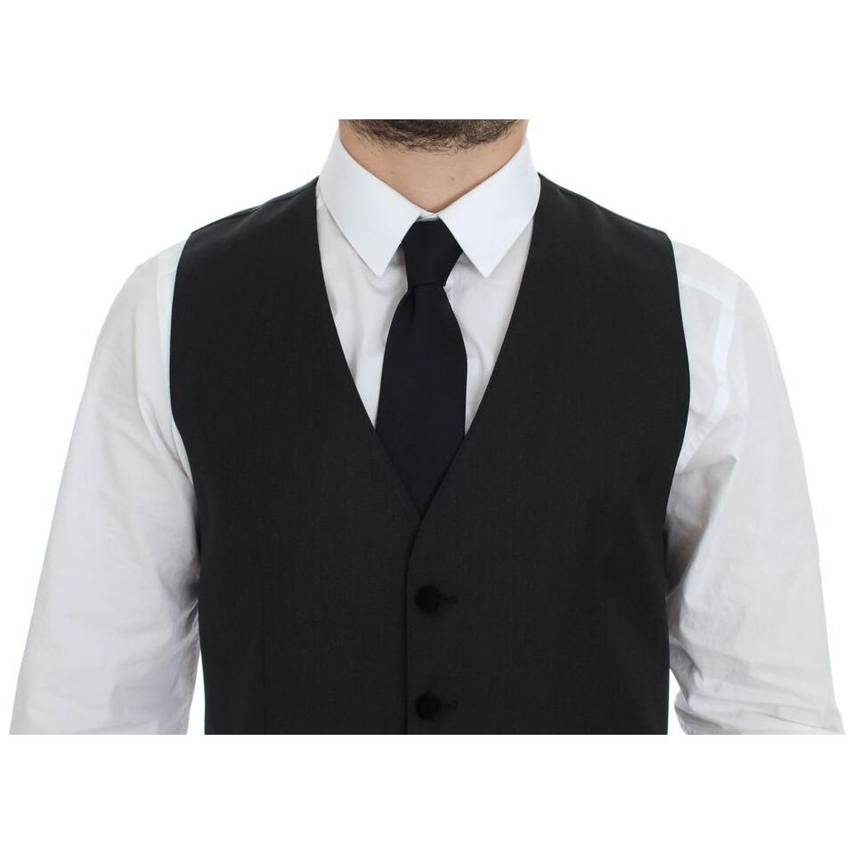 Dolce & Gabbana Elegant Gray Wool Dress Vest Dolce & Gabbana Black