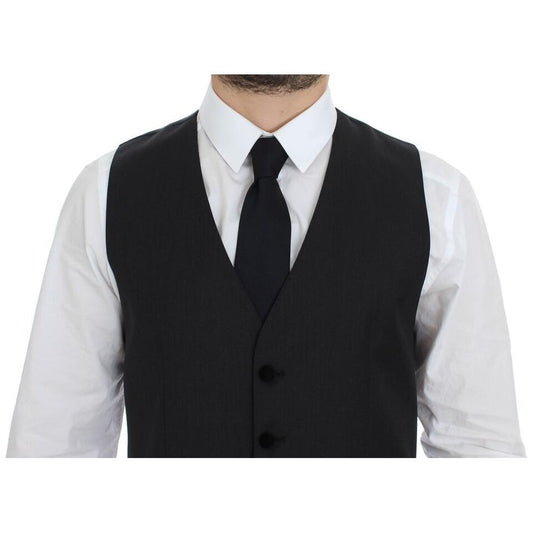 Dolce & Gabbana Elegant Gray Wool Dress Vest Dolce & Gabbana Black
