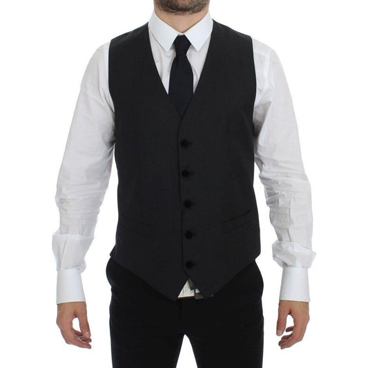 Dolce & Gabbana Elegant Gray Wool Dress Vest Dolce & Gabbana Black