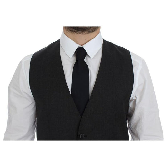 Dolce & Gabbana Elegant Gray Wool Formal Dress Vest Dolce & Gabbana Black