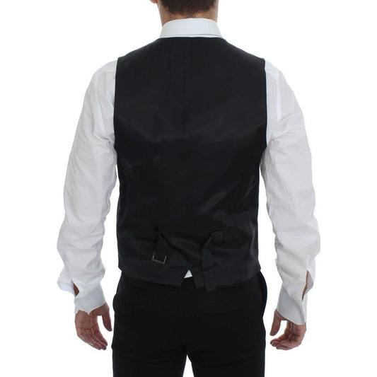 Dolce & Gabbana Elegant Gray Striped Wool Dress Vest Dolce & Gabbana Black
