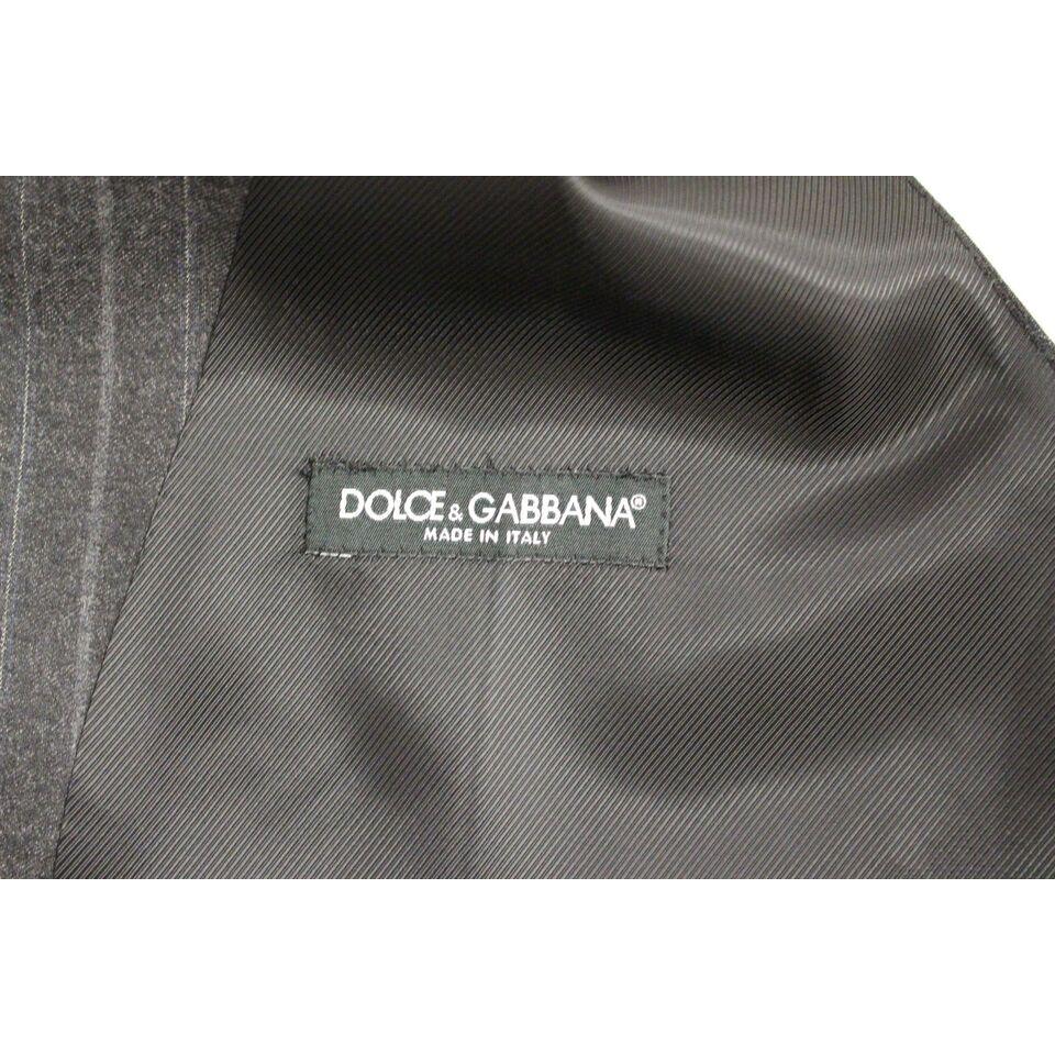 Dolce & Gabbana Elegant Gray Striped Dress Vest Dolce & Gabbana Dim Gray