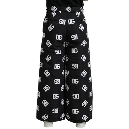 Dolce & Gabbana Black Logo DG Print Wide Leg Pants