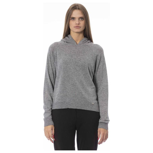 Baldinini Trend Gray Wool Women Sweater Baldinini Trend Slate Gray