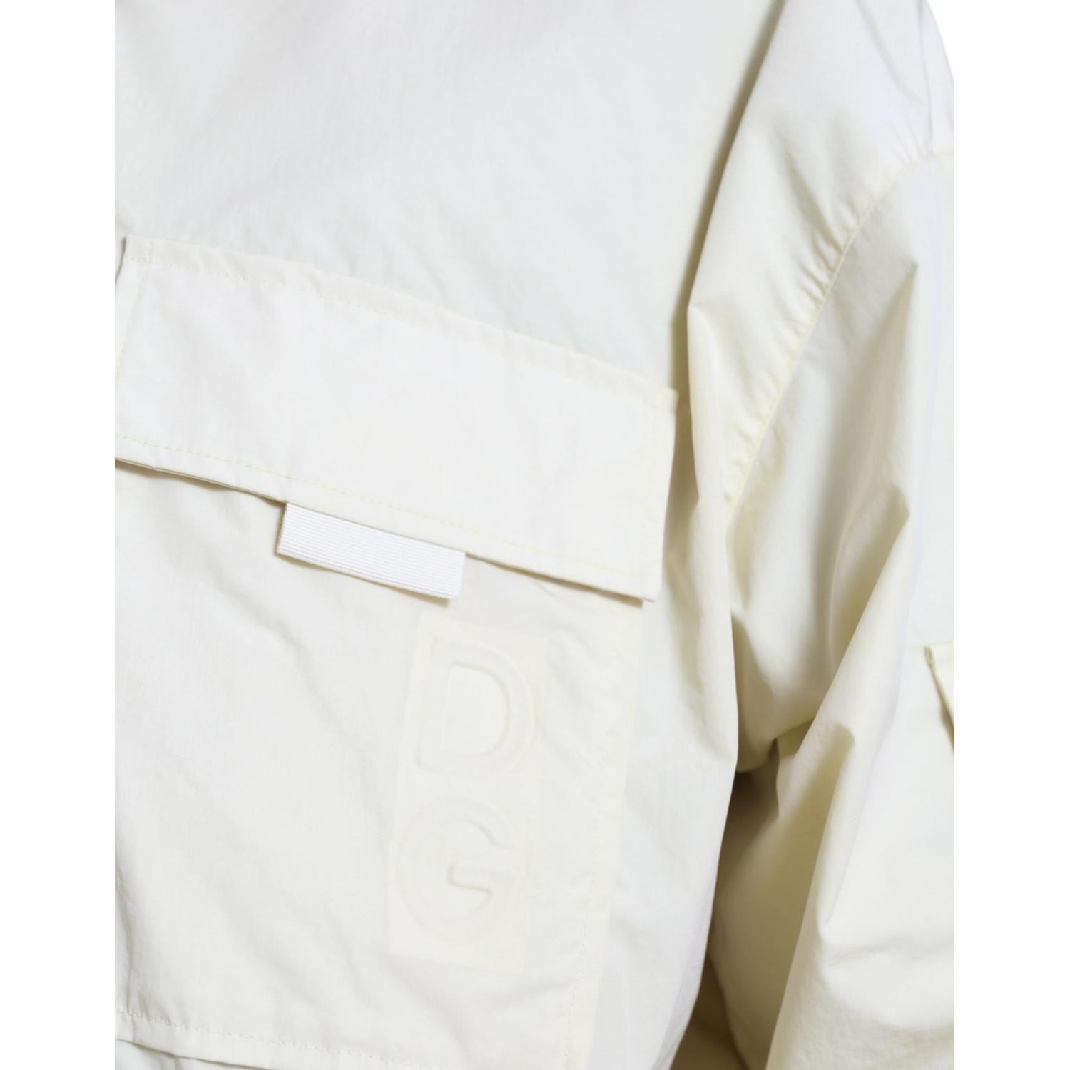 Dolce & Gabbana Yellow Nylon Collared Full Zip Parka Jacket