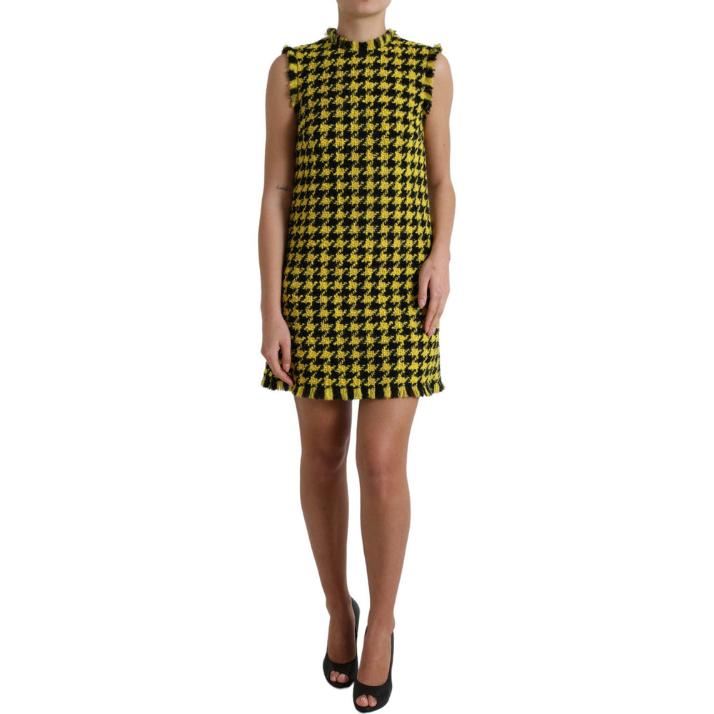 Dolce & Gabbana Yellow Houndstooth Sleeveless Aline Mini Dress DR28964-40