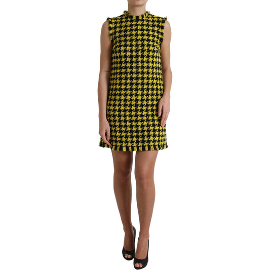 Dolce & Gabbana Houndstooth Knitted Chic Yellow Mini Skirt Dolce & Gabbana Sienna