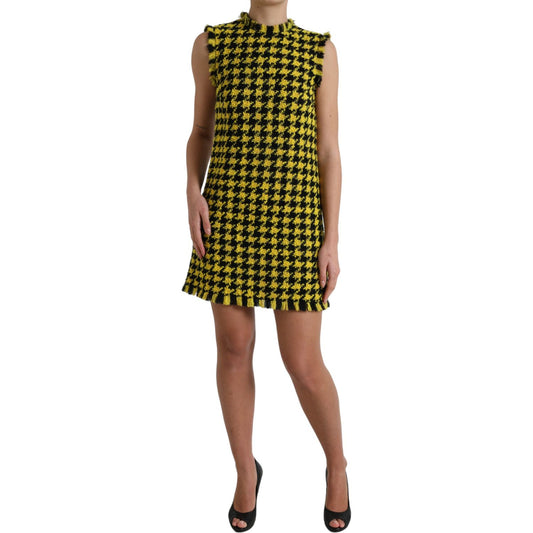 Dolce & Gabbana Houndstooth Knitted Chic Yellow Mini Skirt Dolce & Gabbana Sienna