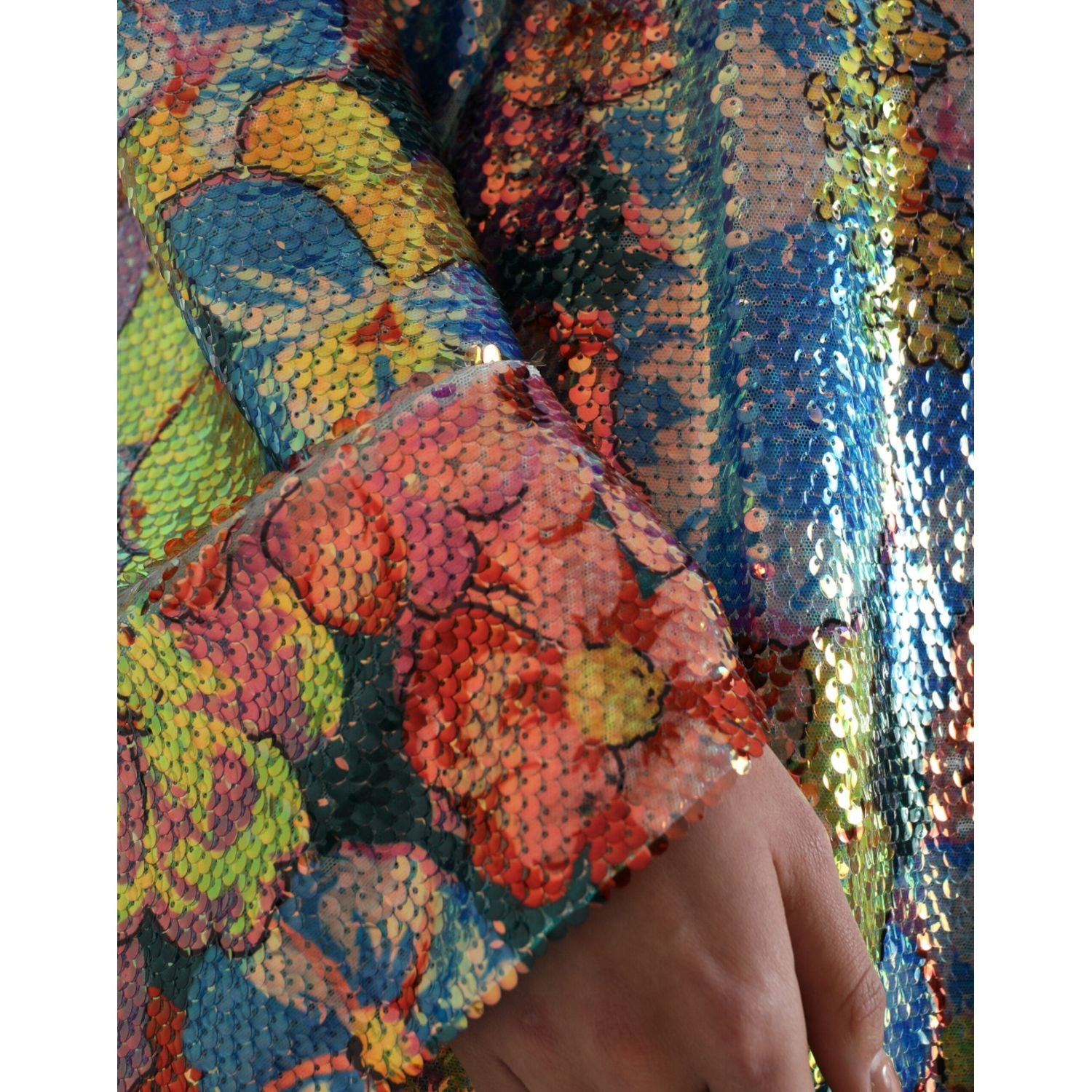 Dolce & Gabbana Multicolor Floral Sequined Shift Mini Dress