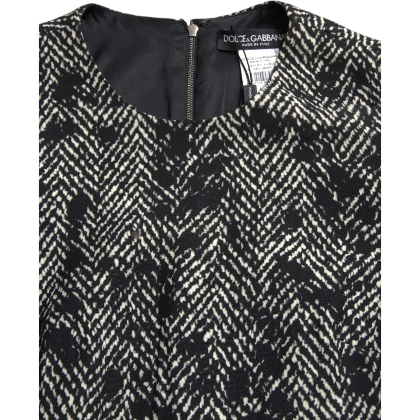 Dolce & Gabbana Black Chevron Polyester Shift Mini Dress
