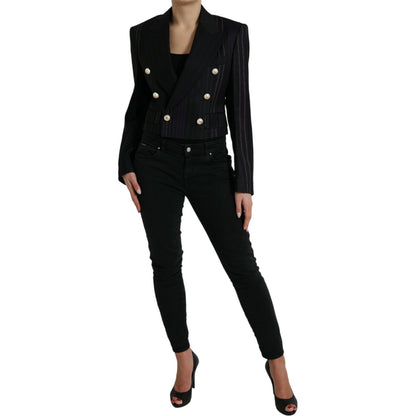Dolce & Gabbana Black Striped SICILIA Double Breasted Jacket