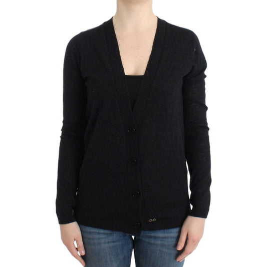 Costume National Elegant Deep V-neck Lightweight Cardigan Costume National Black