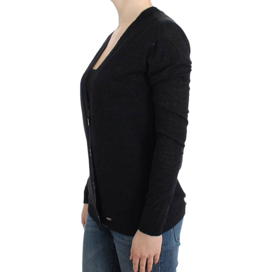 Costume National Elegant Deep V-neck Lightweight Cardigan Costume National Black