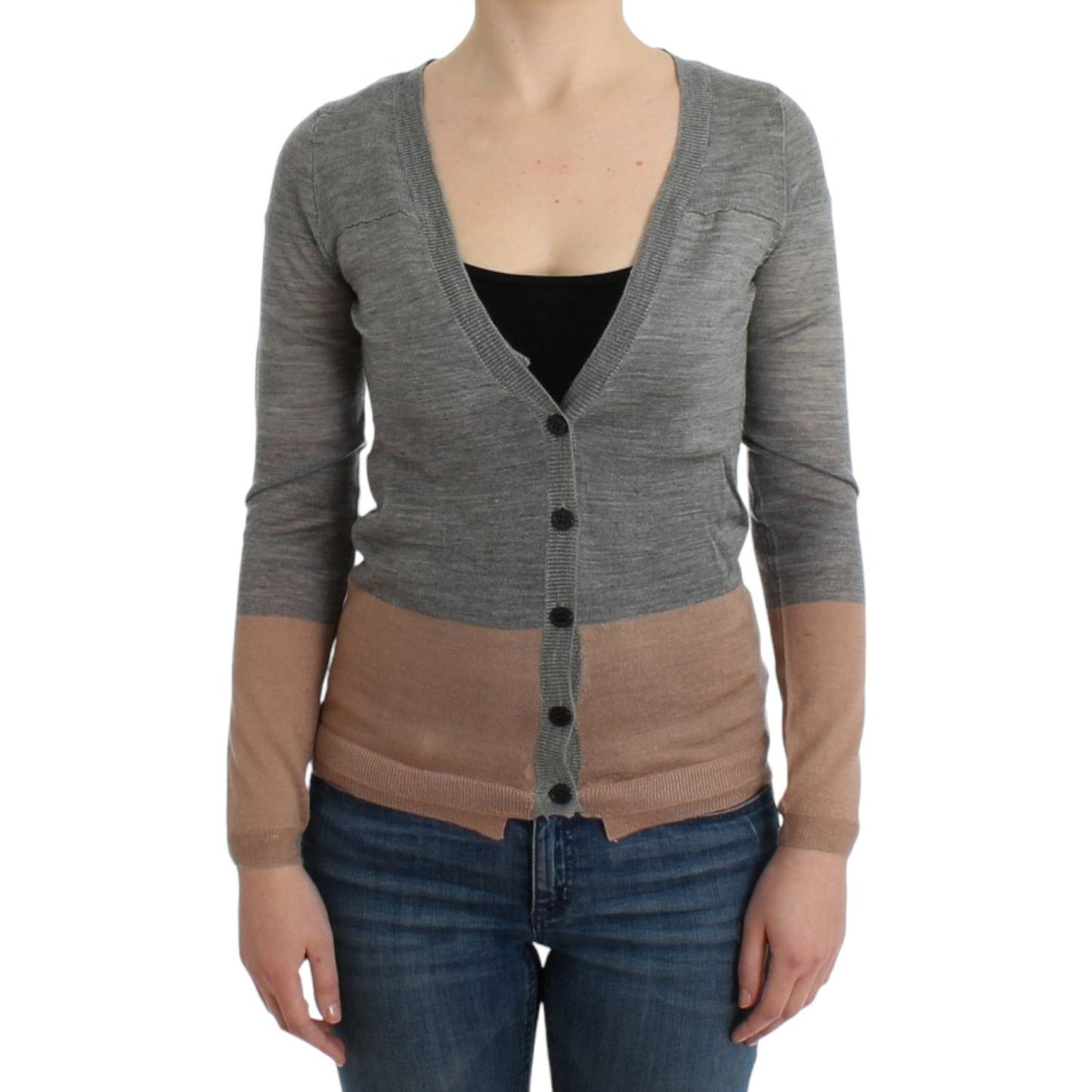 Costume National Elegant Gray Acrylic & Wool Cardigan Costume National Dim Gray