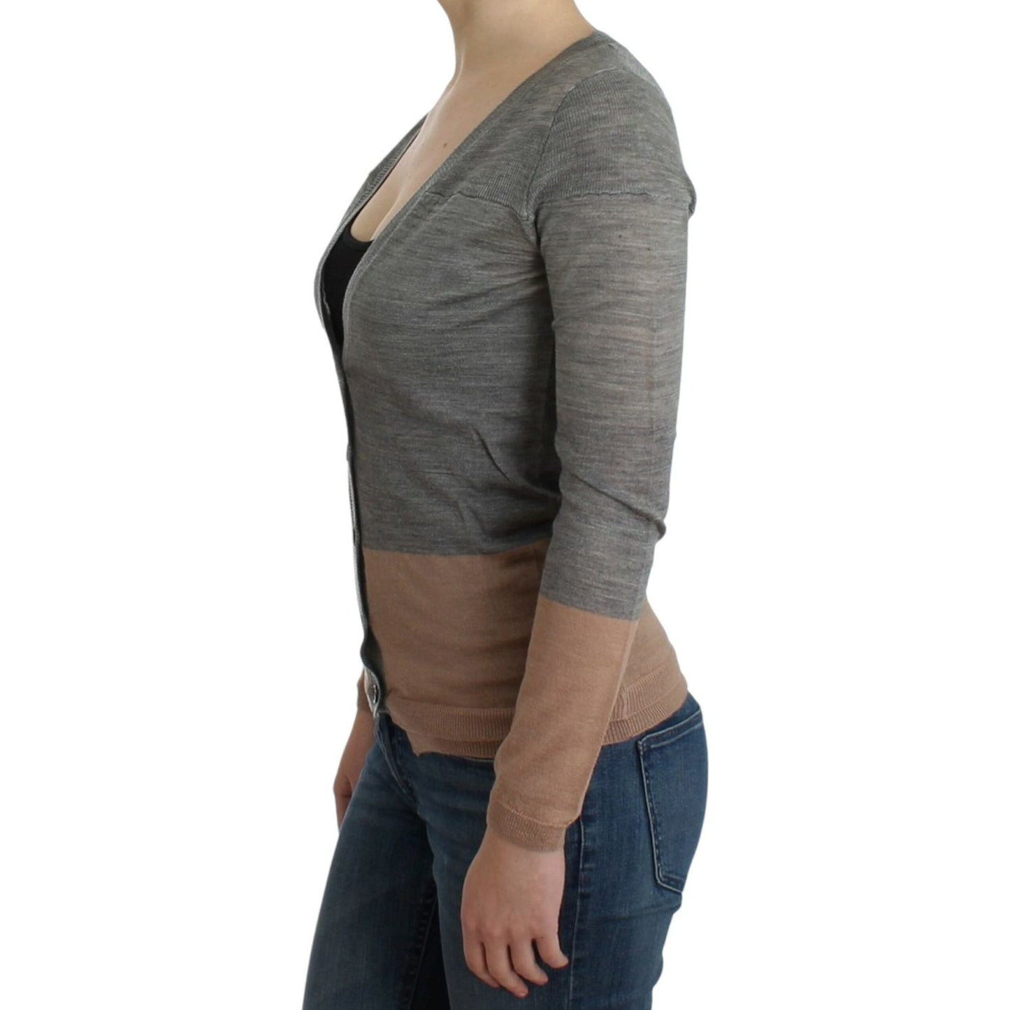 Costume National Elegant Gray Acrylic & Wool Cardigan Costume National Dim Gray