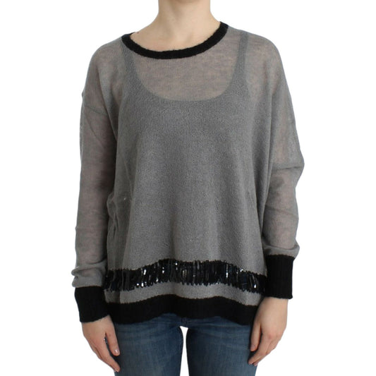 Costume National Chic Asymmetric Embellished Knit Sweater Costume National Dim Gray