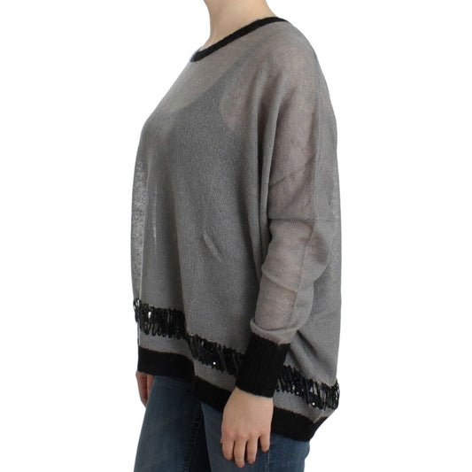 Costume National Chic Asymmetric Embellished Knit Sweater Costume National Dim Gray