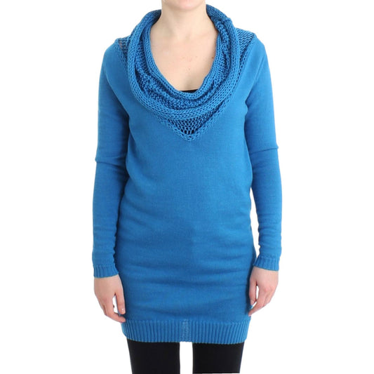 Costume National Cozy Scoop Neck Blue Knit Sweater Costume National Steel Blue