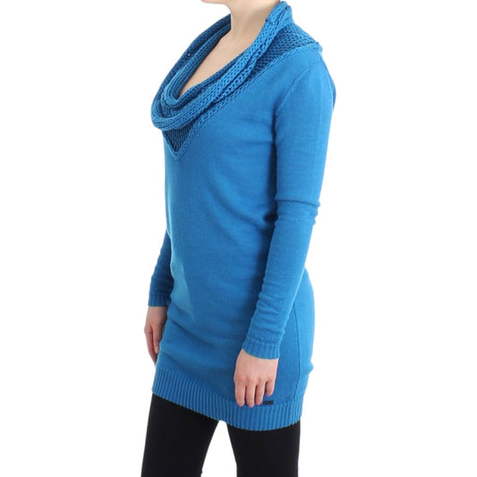 Costume National Cozy Scoop Neck Blue Knit Sweater Costume National Steel Blue