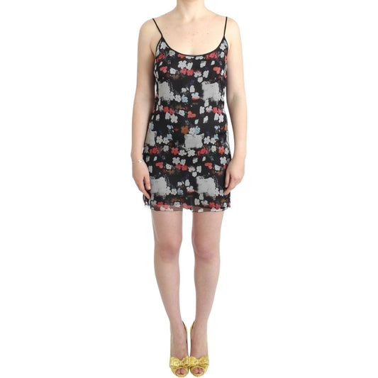 Costume National Multicolor Silk Floral Mini Dress Costume National Tan