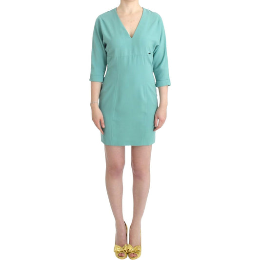 Costume National Elegant Green V-Neck Midi Dress Costume National Dark Gray