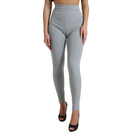 Dolce & Gabbana Elegant High Waist Leggings in Gray Dolce & Gabbana Light Slate Gray