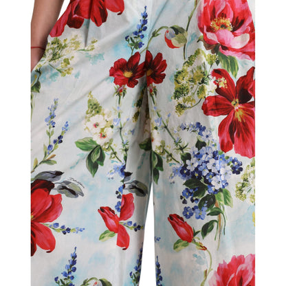 Dolce & Gabbana Multicolor Floral High Waist Wide Leg Pants