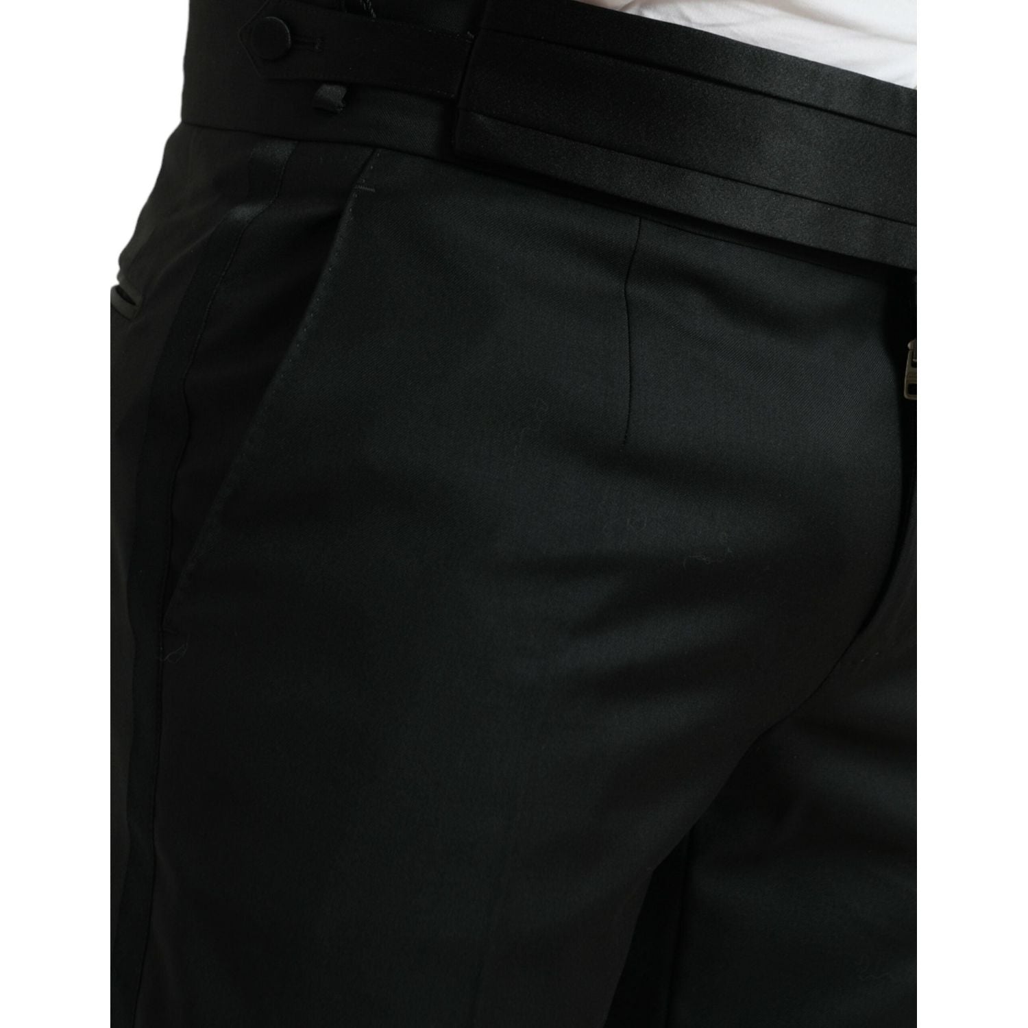 Dolce & Gabbana Black Wool Slim Fit Formal Trouser Dress Pants