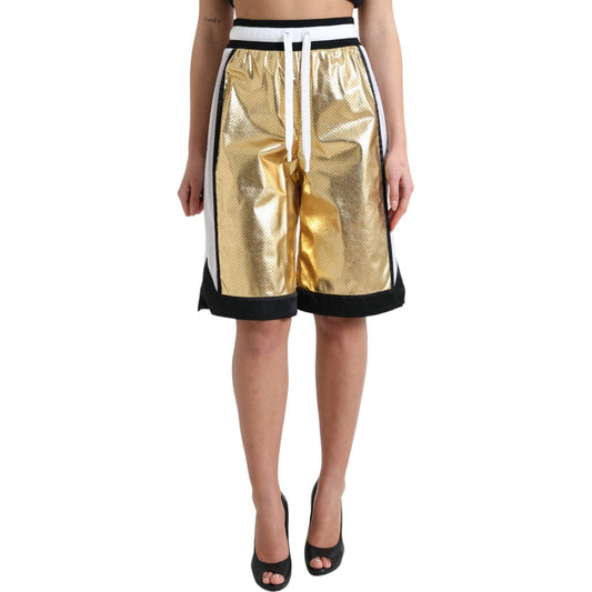 Dolce & Gabbana Elevated Elegance: High Waist Golden Shorts Dolce & Gabbana Rosy Brown