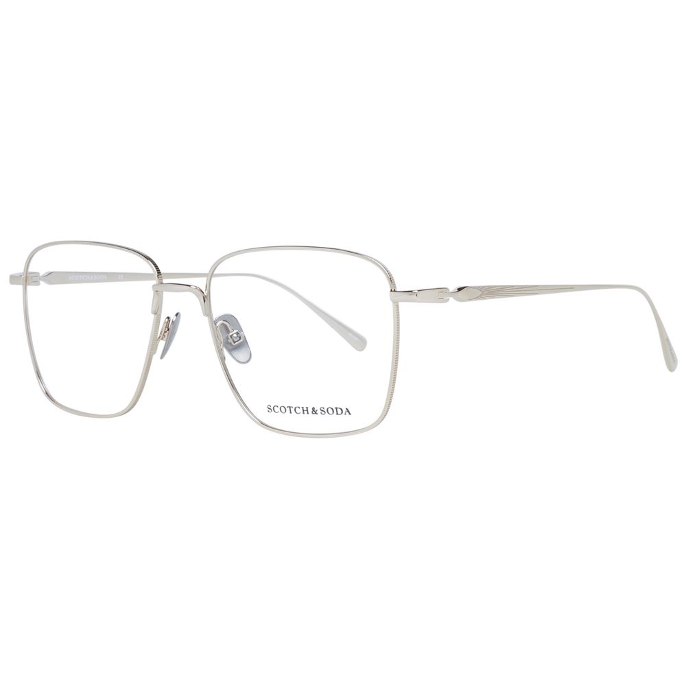 Scotch & Soda Gold Men Glasses Frame, gold metal full-rim square design, demo lenses, branded case included