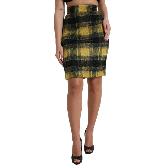 Dolce & Gabbana High Waist Check Print Silk-Lined Mini Skirt Dolce & Gabbana Dim Gray