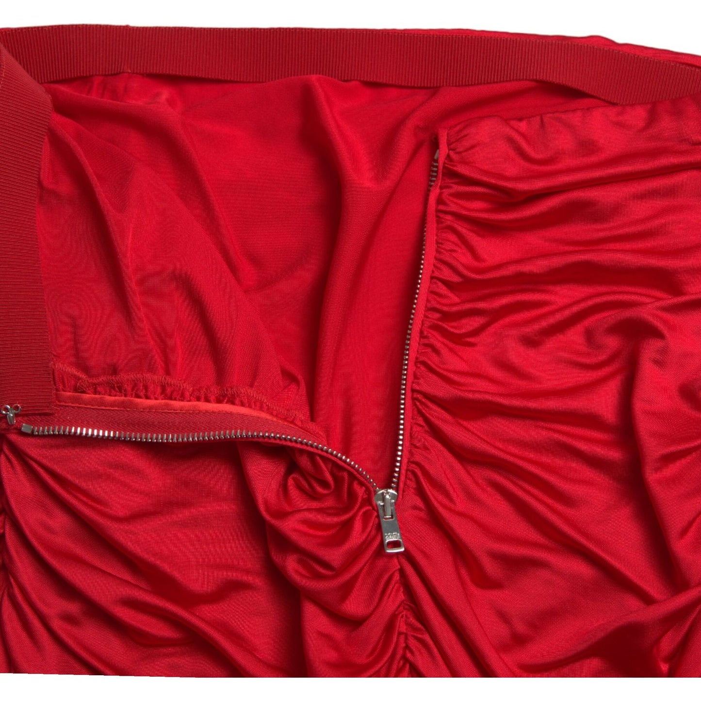 Dolce & Gabbana Red Viscose High Waist Fitted Pleated Skirt Dolce & Gabbana