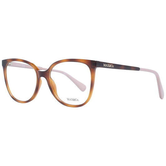Max & Co Brown Women Glasses Frame in full-rim plastic with a square style, brown color, and demo lenses. Suitable for women with 54-17-140 size.