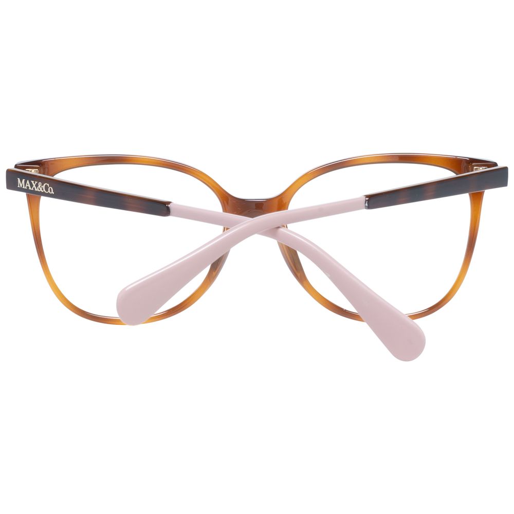 Max & Co Brown Women Glasses Frame, full-rim plastic, square style, size 54-17-140, with branded case, no extra lenses, demo glasses included.