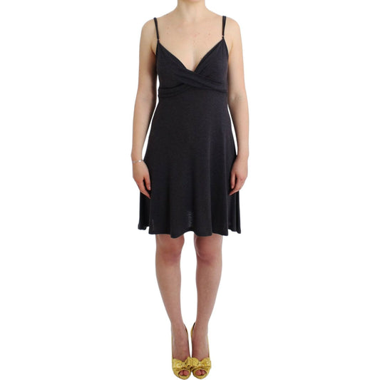 Costume National Chic Gray Knee-Length Spaghetti Strap Dress Costume National Dark Slate Gray