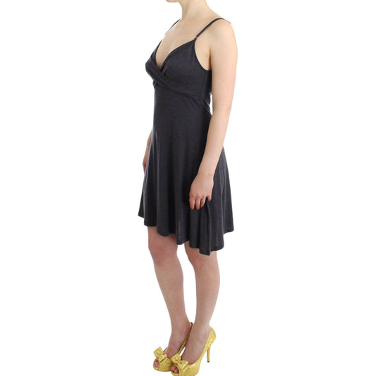 Costume National Chic Gray Knee-Length Spaghetti Strap Dress Costume National Tan