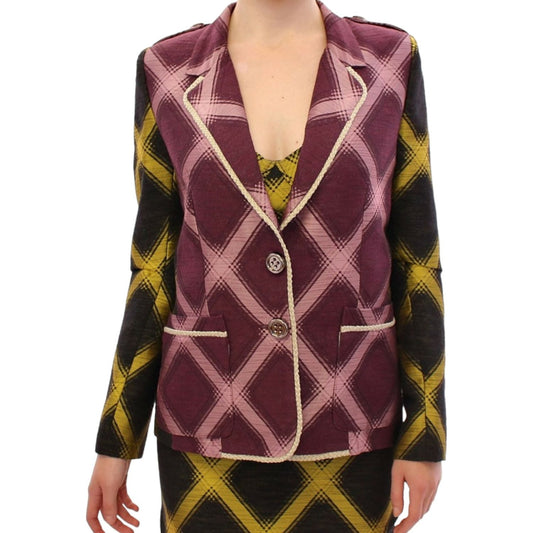 House of Holland Chic Purple Checkered Jacket Blazer House of Holland Dark Slate Gray