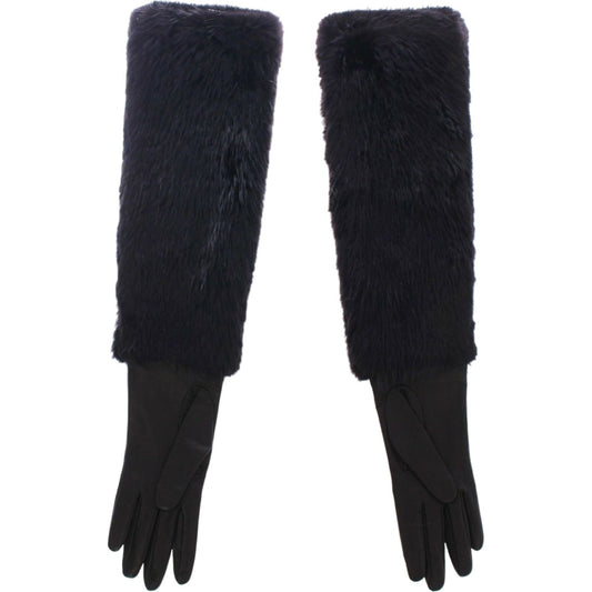 Dolce & Gabbana Elegant Elbow Length Leather Gloves Dolce & Gabbana Black