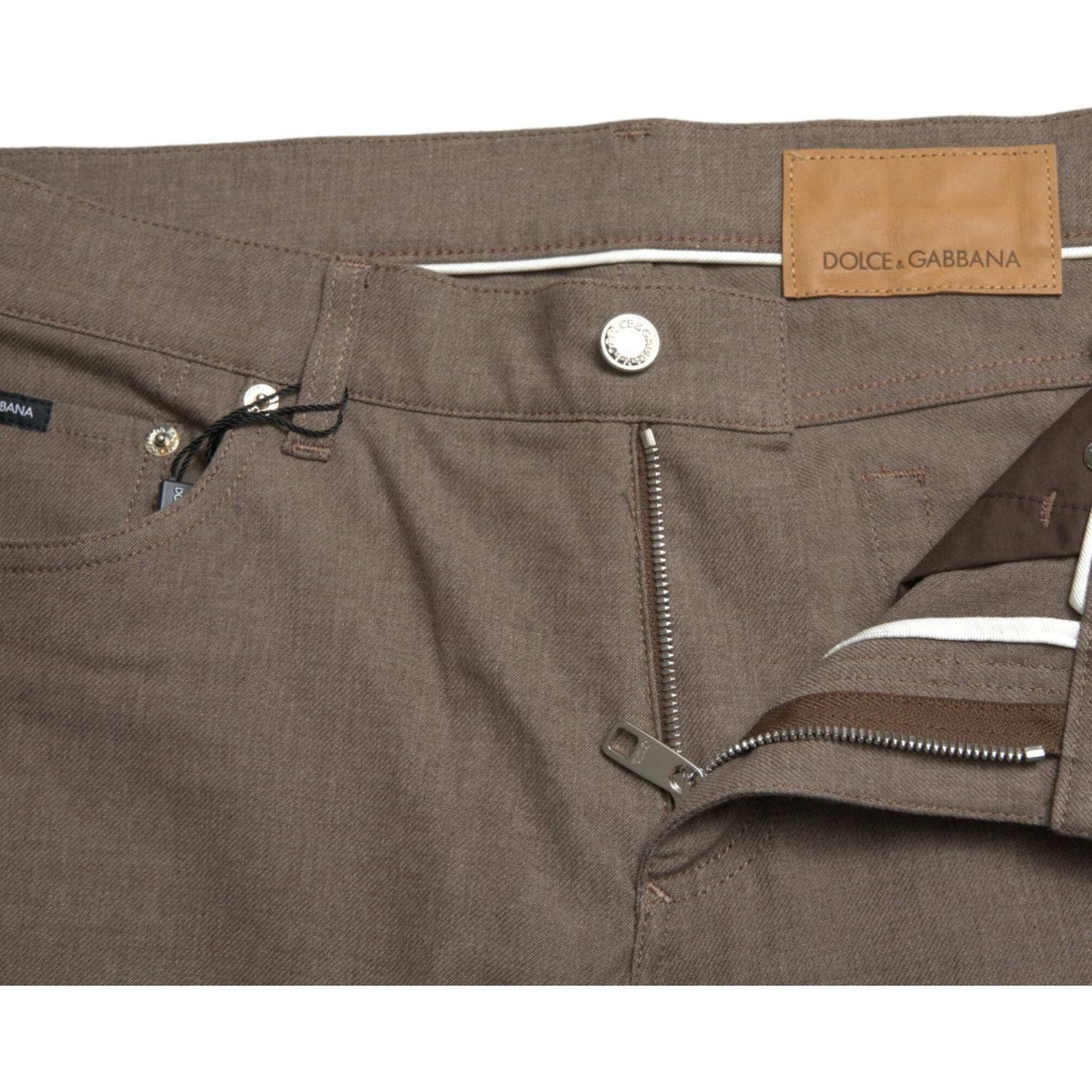 Dolce & Gabbana Brown Cotton Stretch Skinny Men Pants