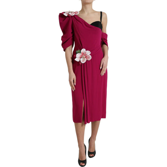 Dolce & Gabbana Elegant Purple Silk Midi Sheath Dress Dolce & Gabbana Brown